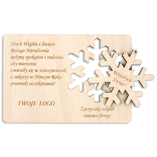 kartki-swiateczne-bozonarodzeniowe-dla-firm-drewniane-zawieszka-sniezynka-logo