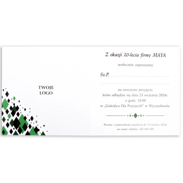 zaproszenie-firmowe-biznesowe-kwadratowe-zielone-z-logo-wlasny-tekst