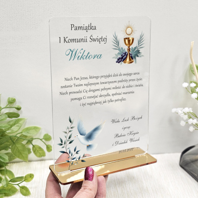 personalizowana-statuetka-prezent-pamiatka-I-komunii-swietej-od-chrzestnej-chrzestnego-dziadkow-gosci-dla-dziewczynki-chlopca-z-zyczeniami-imieniem-golabek-kielich-MAYA